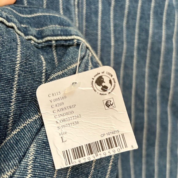 NWT Free People We The Free Madison City Pinstripe Denim Jacket Size Large - Picture 11 of 15